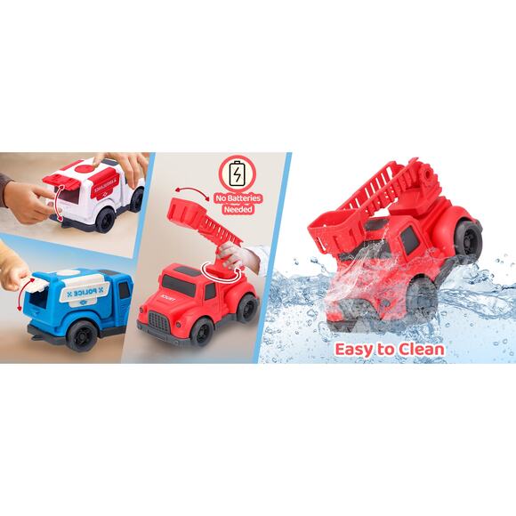 3 Pack Toddler Rescue Trucks Set Police Fire Ambulance Pvc- BPA- Phthalates Free - Picture 9 of 10